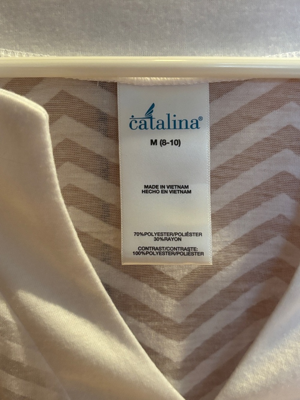 Catalina Arctic White Semi-Sheer Chevron Tunic Swim Cover Up - size M - Picture 4 of 6